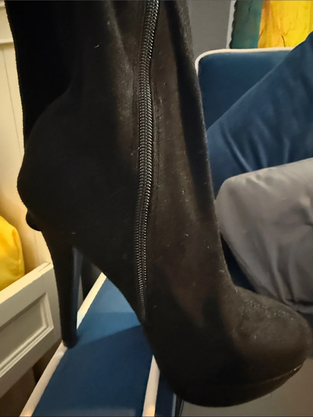 Koi Couture Black Over-the-Knee Suede Platform Stiletto Boots